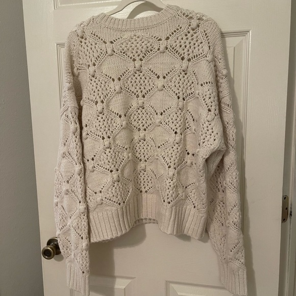 NWT Lucky Brand sweater XL cream off-white open weave - Picture 1 of 7